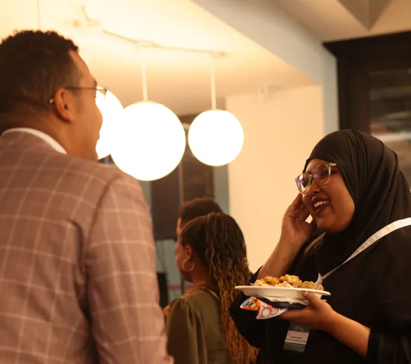 Three people networking